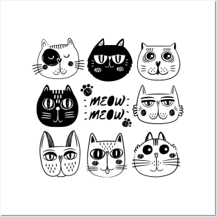 Funny Cat Heads Posters and Art